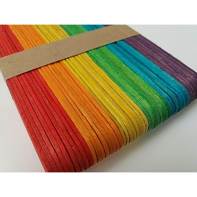 Large Eco Wooden Lollipop Coloured Craft Sticks Lolly 150mm x