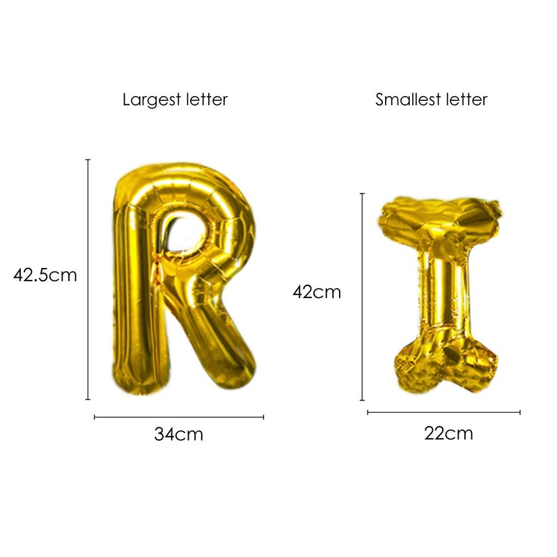 TRIXES Gold Happy Birthday Letter Balloons