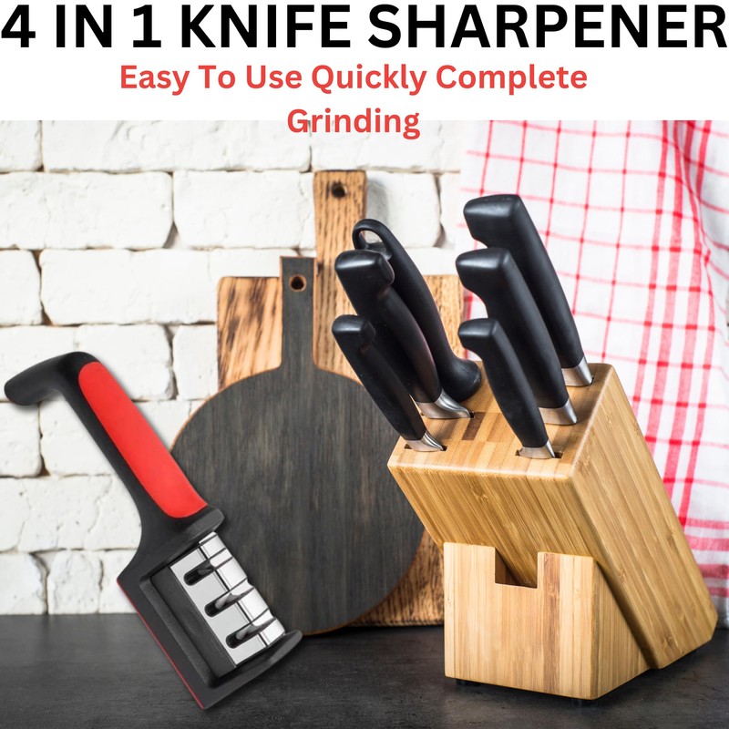 4-in-1 Knife & Scissor Sharpener – Quick & Easy Sharpening