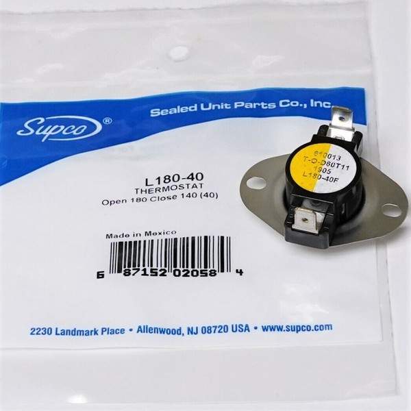 Supco L180-40 Heater Limit Thermostat Thermodisc Open On Rise