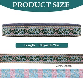 CRAFTYMELODY 10 Yard Jacquard Ribbon Trim 3/4 Inch Webbing Vintage Pattern Polyester Fabric Trim for DIY Sewing Crafts Clothing Handbags and Purses