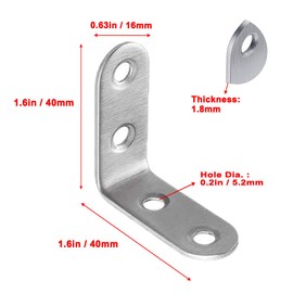 KSWLOR 50PCS Heavy Duty Stainless Steel Corner Braces L Shape Brackets 40x40x16mm,90 Degree Joint Right Angle L Bracket for Furniture Wood Cabinets Shelves