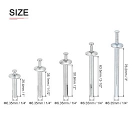 DTGN 1/4" x 1 to 3"(D x L) Drive Anchors Set - 45Pack - Good for Metal Steel Aluminum Concrete - Hammer Drive Nail - Silver