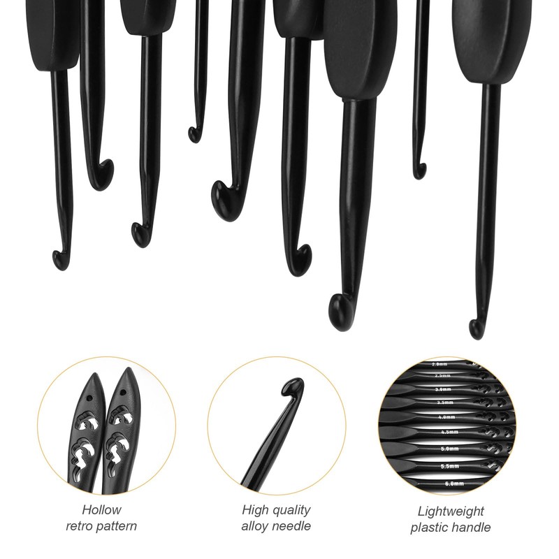 Crochet Hook 9 Pieces, Crochet Hook Set, Many Specifications, Matte