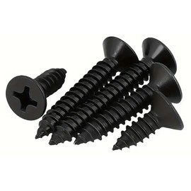 EBAIJQUO M3*20mm Phillips Flat Head Wood Screws Black Xylan Coated Carbon Steel Self-Tapping Screws for Wood Full Thread Woodworking fastener (100pcs)