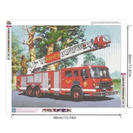 YSCOLOR Diamond Painting Diamond Embroidery Fire Brigade Truck Full Round Drill Diamond Mosaic Painting Decoration 30 x 40 cm