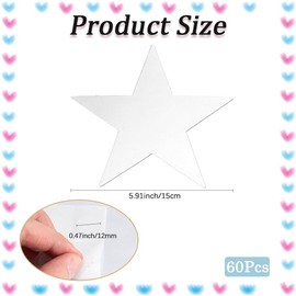 GORGECRAFT 60Pcs Silver Stars Cutout 5.9 Inch Double Printed Paper Cardboard Glitter Five Star Confetti Decoration with Sticker for DIY Craft Bulletin Board Classroom Wall Party Supplies