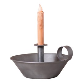 Irvin's Country Tinware Round Tapered Pan Candle Holder in Antique Tin