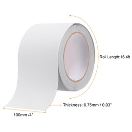 sourcing map Anti Slip Traction Tape 4" x 16.4ft Waterproof Non-Slip Grip Tape High Friction Weather Resistant Non Skid Stair Treads Tape for Indoor Outdoor Stair Steps, White