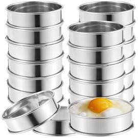 JOIKIT 15 PCS 4 Inch English Muffin Rings, Double Rolled Tart Rings, 304 Nonstick Stainless Steel Crumpet Rings Metal Round Ring Molds for Home Baking, Food Making