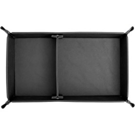 HIGH FIVE Rectangle Leather Tray with Divider Tray Organizer Accessory PU Leather Accessories Wristwatch Ring Car Smartphone Key Black