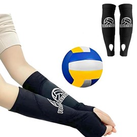 Pro Performance Volleyball Arm Sleeve with Protective Foam Pad & Thumb Hole - Padded Forearm Sleeves for Passing/Hitting, Youth Sportswear for Teen Girls Volleyball Training & Matches (1 Pair)