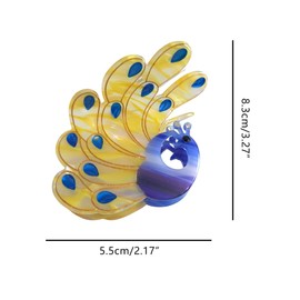 Fancy Peacock Hair Clip,Novelty Acetate Claw Clips,Small Hair Clips for Women,Funny Hair Clips,Yellow