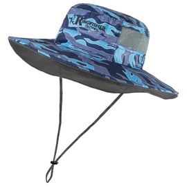 Kingfisher Boonie Hat UPF 50+ Sun Protection, Adjustable Wide Brim Hat for Fishing, Hiking, and Outdoor Adventures, Blue Camo, One Size