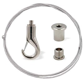 Hanging Set with Hooks for Higher Loads, Ceiling Fixer, Screw Cap Hook Holder/Wire Rope Holder, Wire Rope Diameter 1.8 mm, Length 3000 mm
