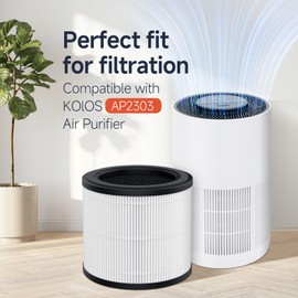 CFKREYA AP2303 Replacement Filter Compatiable with AP2303 Air Purifier, 3-Stage High Efficiency Filtration with Activated Carbon Filter, 2 Pack with 8 Aroma Pads