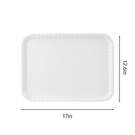 Blue Boat 17" x 12" Rectangular Serving Trays Set of 2 White, Melamine Serving Platter, Light Weight Easy to Clean Sturdy Stackable BPA-Free Dishwasher Safe