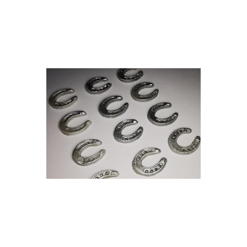 12 Handmade Edible Lucky Silver Horseshoes, Cupcake Sugarpaste Decorations by