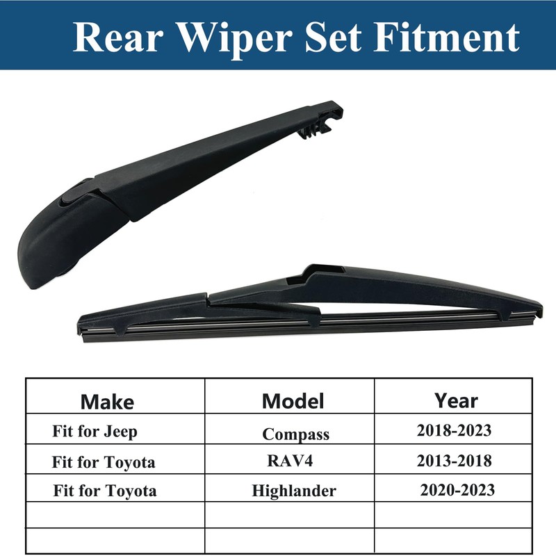 Rear Windshield Wipers Blade Arm Set for Toyota RAV4 2013-2018