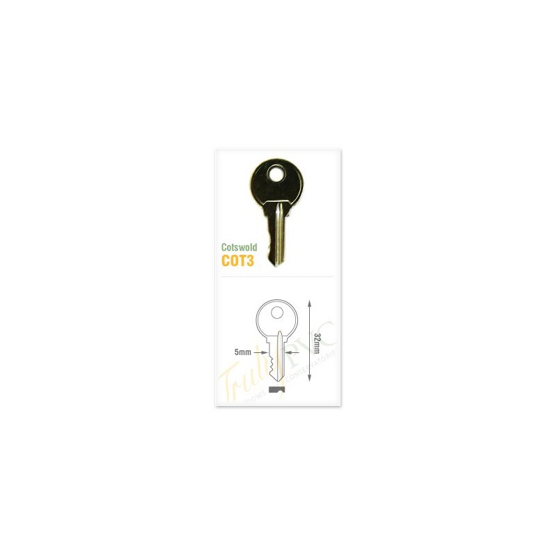 1 x Cotswold COT3 Window Lock Key