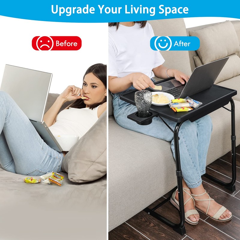 LORYERGO Multifunctional TV Tray Table - [2 Packs] Adjustable TV