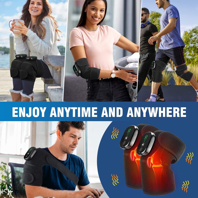 MOAJAZA Knee Massager with Heat and Vibration, Heating Pad for