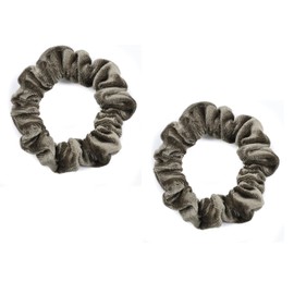 Mytoptrendz® 2 pcs Plain Soft Lux Premium Plush Velvet Scrunchies Ponytail Holder For Girls Adults Scrunchie Thin Hair Ties (Khaki)