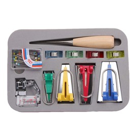 SUPERTOOL Bias Tape Maker Set of 11 Bias Tape Maker Tools, Bias Tape Maker Set Sewing Quilting Machine Tools with Tape Binding Presser Foot Quilting Awl Ball Pins Sewing Clips