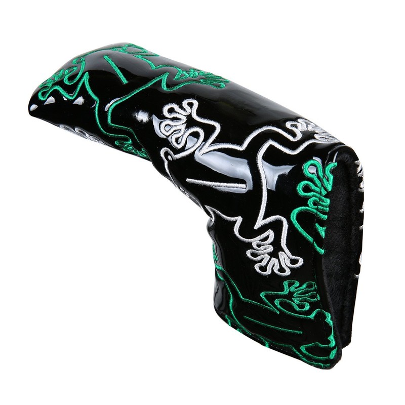 Frog Embroidered Enamel Leather Putter Cover Golf Headcover Putter Cover