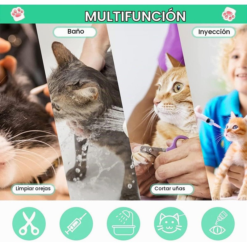 HASTHIP® Bolsa de Baño para Gatos Ajustable,Antimordida y Antiarañazos,Malla Transpirable