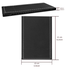 Yatnks 6x8 Inches Makeup Mirror, Portable PU Leather Folding Desktop Vanity Mirror with Adjustable Stand for Vanity Table, Office, Travel (M, Black)