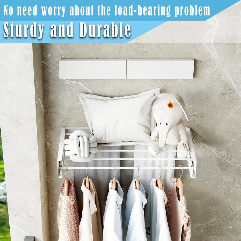 Sleclean Wall Mounted Drying Rack, Collapsible Drying Racks for Laundry,