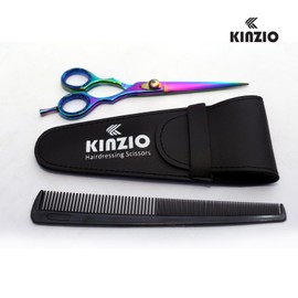 KINZIO Friseurschere Schere Edelstahl-Salonschere Feinjustierbare Spannschraube Haarschneideschere mit besonders scharfen und präzisen Schnitten Schere zum Haarschneiden (6.5")