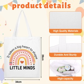 4 Pcs Thank You Teacher Gifts for Women Rainbow Teacher Bags Appreciation Gifts Inspirational Notebook Ballpoint Pen Makeup Bag Term Gift Teaching Assistant Gift School Leaving Gift for Teacher