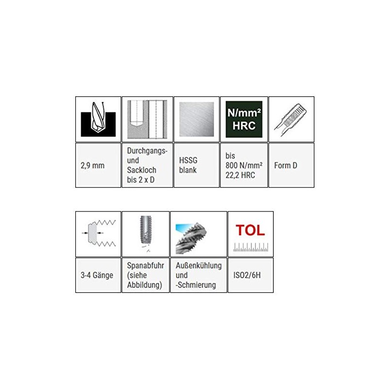 Baer Cutting Tap M3.5 HSSG Shape D, Tap - Size