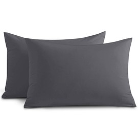 Yorkshire Bedding Pillow Cases 2 Pack - Brushed Microfiber Housewife Pillowcase Hypoallergenic Pillow Cover Standard Size with Envelope Closure (Charcoal, 50 x 75 cm)