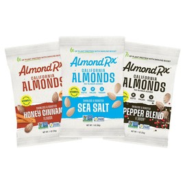 AlmondRx | Heart Healthy Skinless Lightly Salted California Almond Snack Packs | Fortified with Vitamin D | Plant Protein | Keto | Vegan | No Sugar Added (24 Pack, Variety Pack)