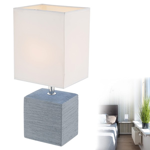 Bedside Lamp with Fabric Shade, Textile White Lampshade, Decorative Lamp