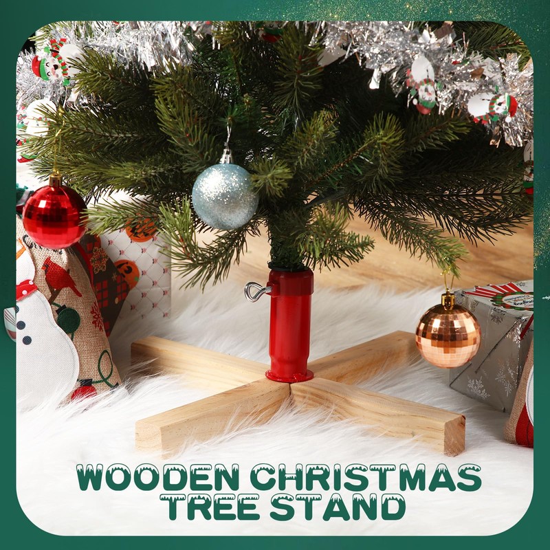 Soaoo Wood Christmas Tree Stand 15.7 Inch Replacement Xmas Tree