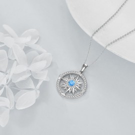 VONALA Compass Necklace 925 Sterling Silver Compass Pendant Jewellery Graduation Gifts for Women Girls