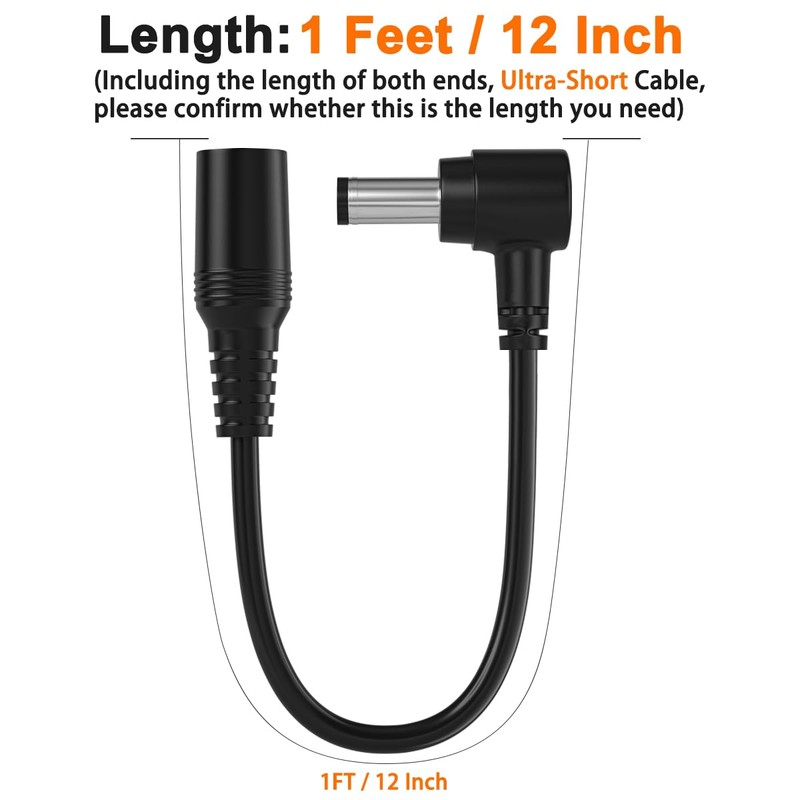 DC Extension Cable 5.5mm x 2.1mm 90 Degree Right Angle
