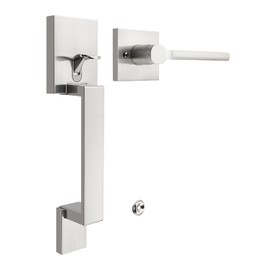 Tinewa San Clemente Satin Nickel Handleset with Halifax Lever, Upgrated Entry Handleset, Adjustable Hole Space, Zinc Alloy & Reversible Handle Lever, 1 Pack