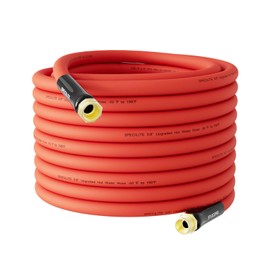SPECILITE Hot/Cold Water Hose 5/8" x 100 ft,Heavy Duty Red Garden Hose -50℉ to 190℉,Flexible & Lightweight Rubber Hoses With 3/4" Brass Fittings for Yard,Outdoor,Farm