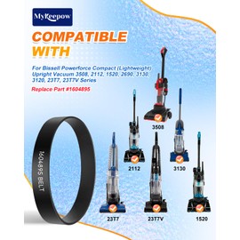 MyKEEPOW 1604895 Belt Compatible with Bissell Powerforce Compact Upright Vacuum, Vacuum Belt Compatible with Bissell Vacuum Cleaner Model 2112, 1520, 2690, 3508, 23T7, 23T7V, 3130, 21129, 7 Pack