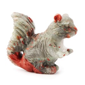 SMQ 2 inch squirrel Africa Blood Stone self-healing crystal hand-carved Africa Blood Animal Gem Idol Reiki Idol Collection Sculpture Desktop Decoration with Gift Box (Africa Blood Stone)
