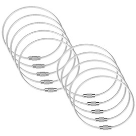 20 Pieces Silver Stainless Steel Key Ring, 25 cm Nylon Coated Screw Lock Key Rings, 9.84 inches Luggage Tag Lanyard, Label Card Lanyard, Warning Sign Lanyard.