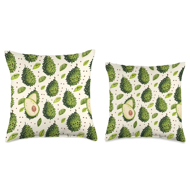 Soursop Fruit Pattern Throw Pillow