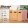 Poeuai 2 Pack Premium Thickened Bamboo Desktop Hanging File Organizer