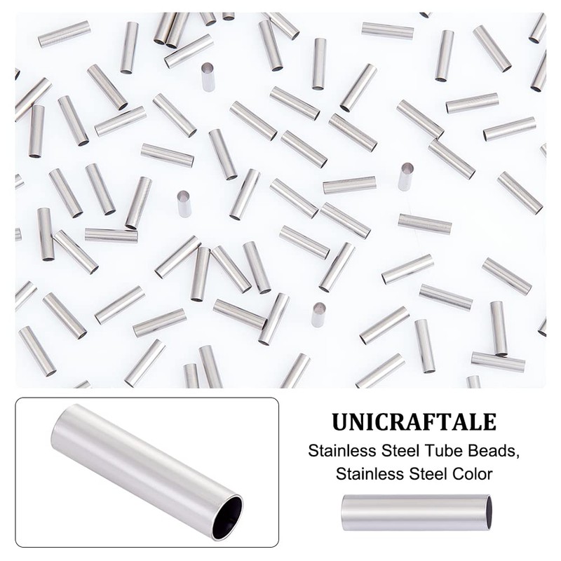 UNICRAFTALE About 500pcs 10mmx2.5mm 304 Stainless Steel Tube Beads Column