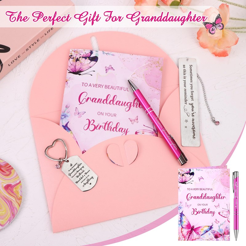 oneant Granddaughter Gifts Granddaughter Birthday Card Butterflies Flowers Birthday Card